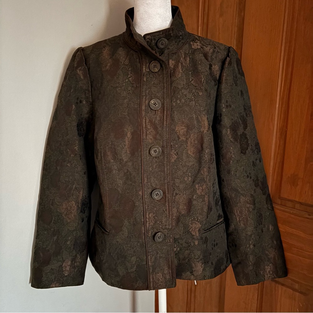 Vintage Badgley Mischka L Large ? Jacquard Floral Lace Blazer Coat Wool Blend